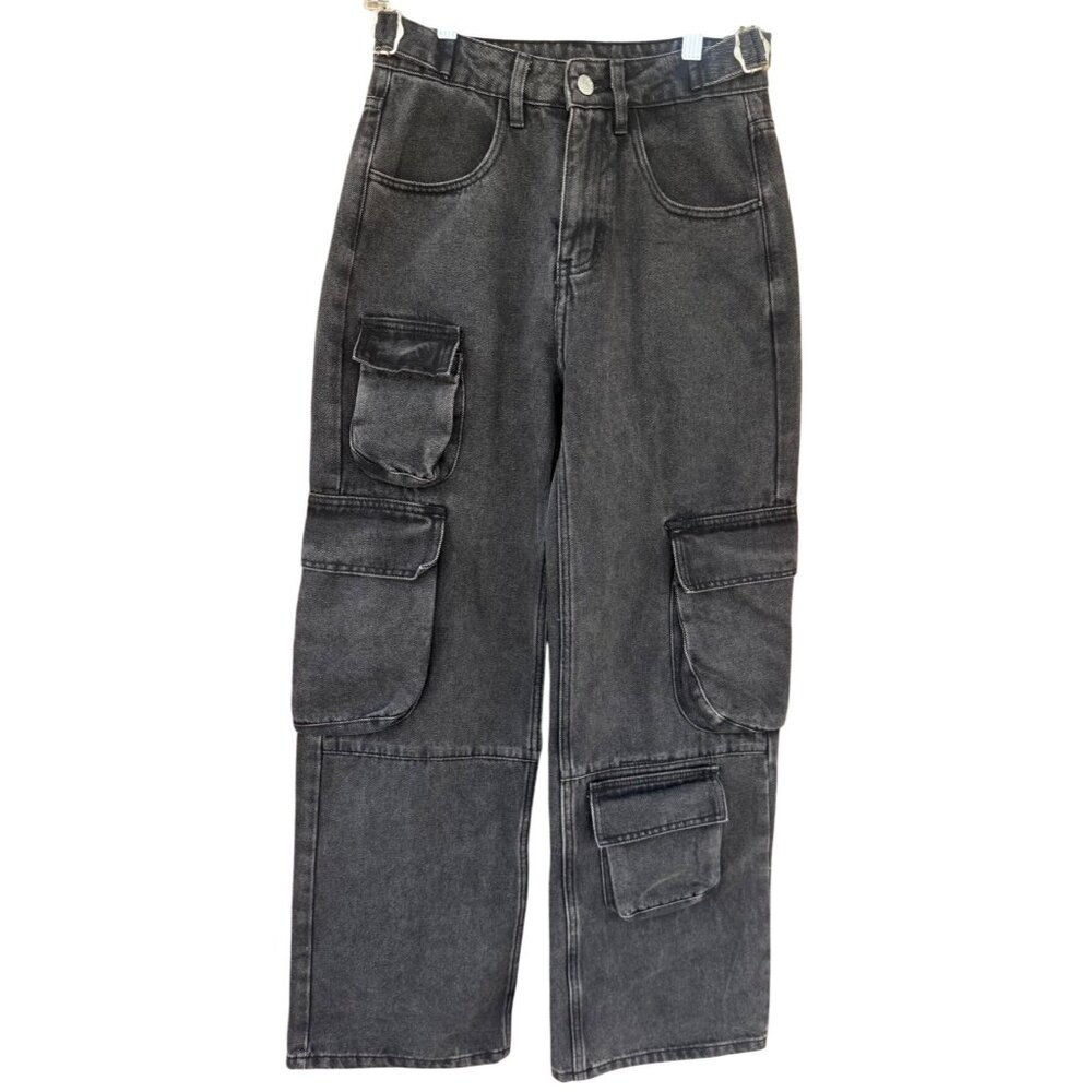 YoungLa Cargo Jeans Small Women's Black Straight Leg Utility Skater
